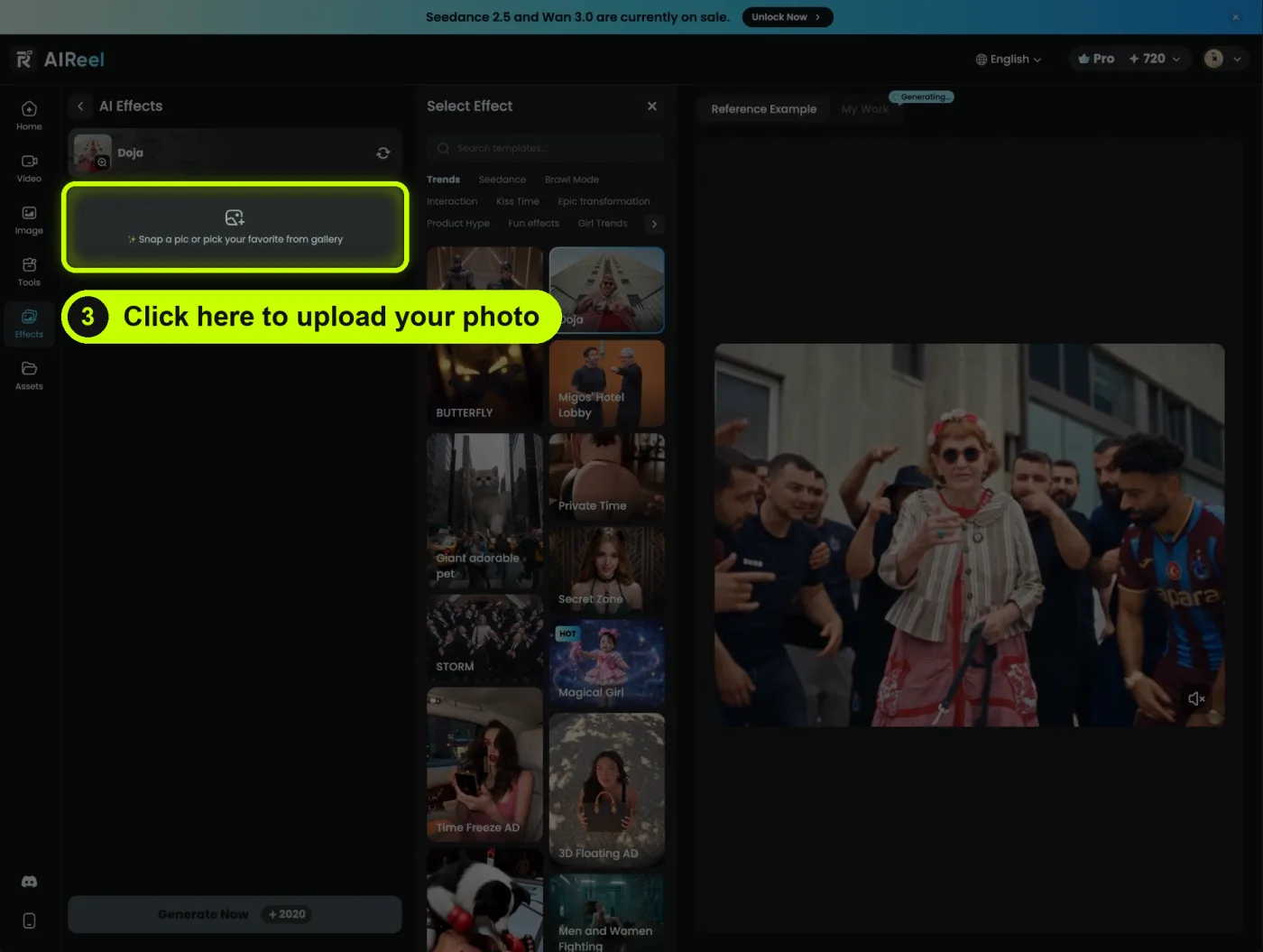 The Doja effect page. The photo upload box is highlighted.