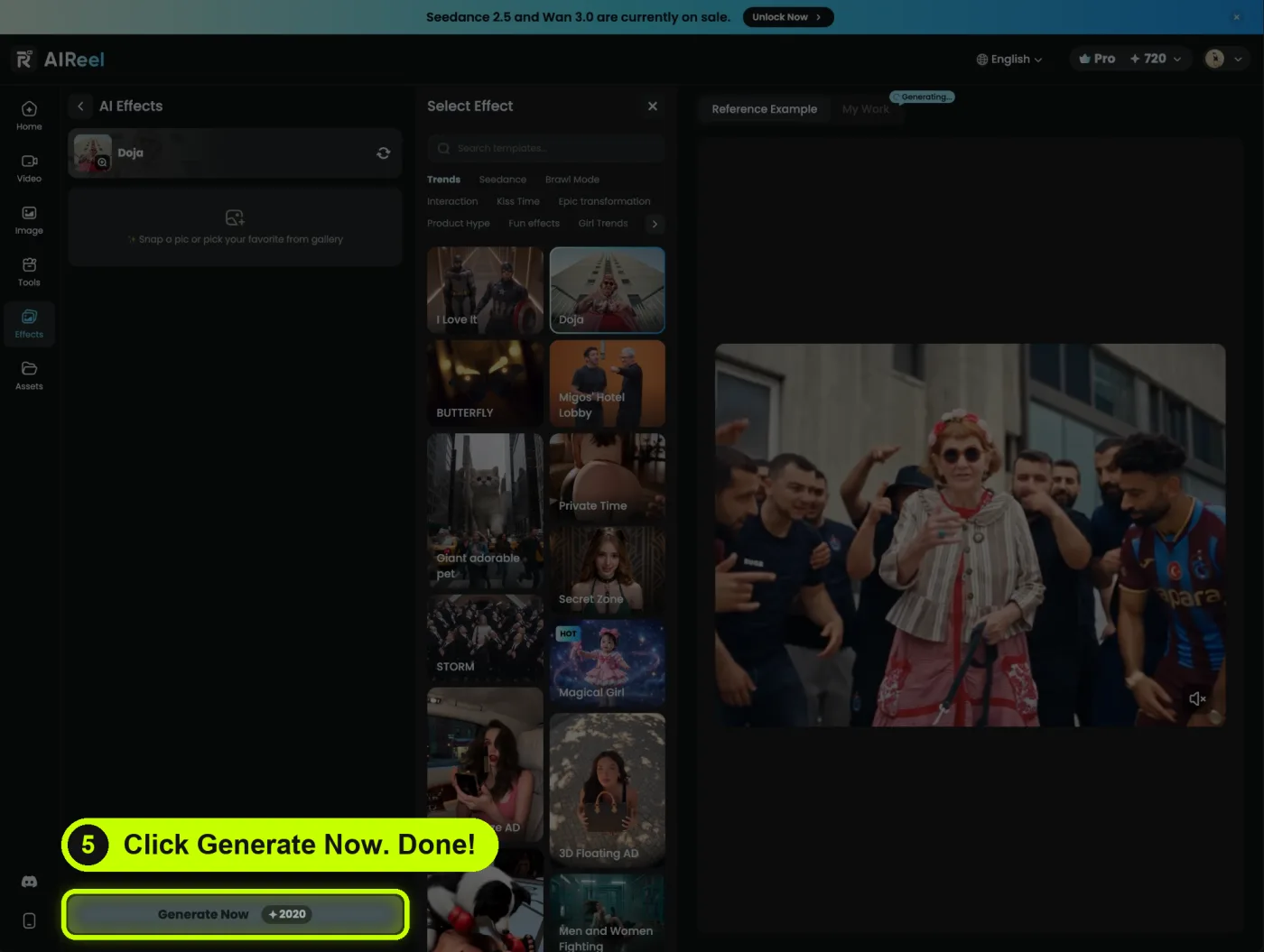 The Generate Now button at the bottom of the page is highlighted.