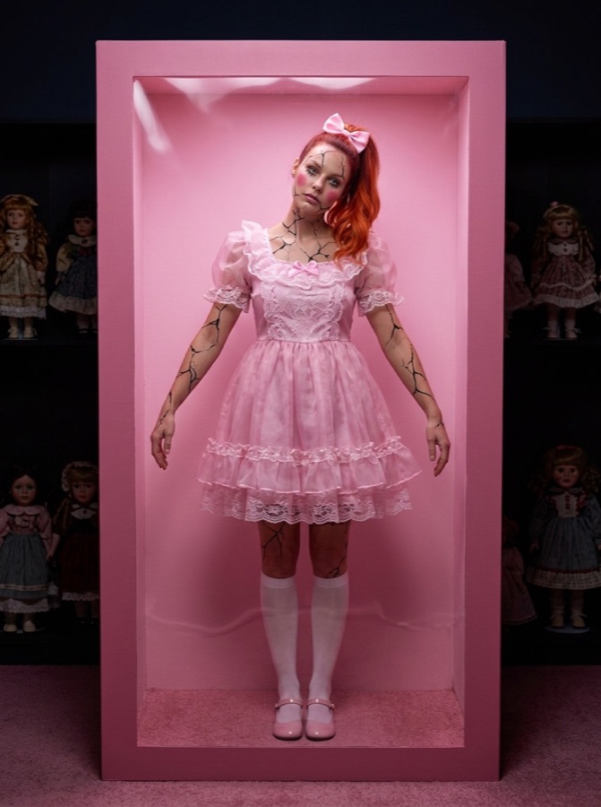Example result: Broken doll in a toy box, Halloween costume made from one photo