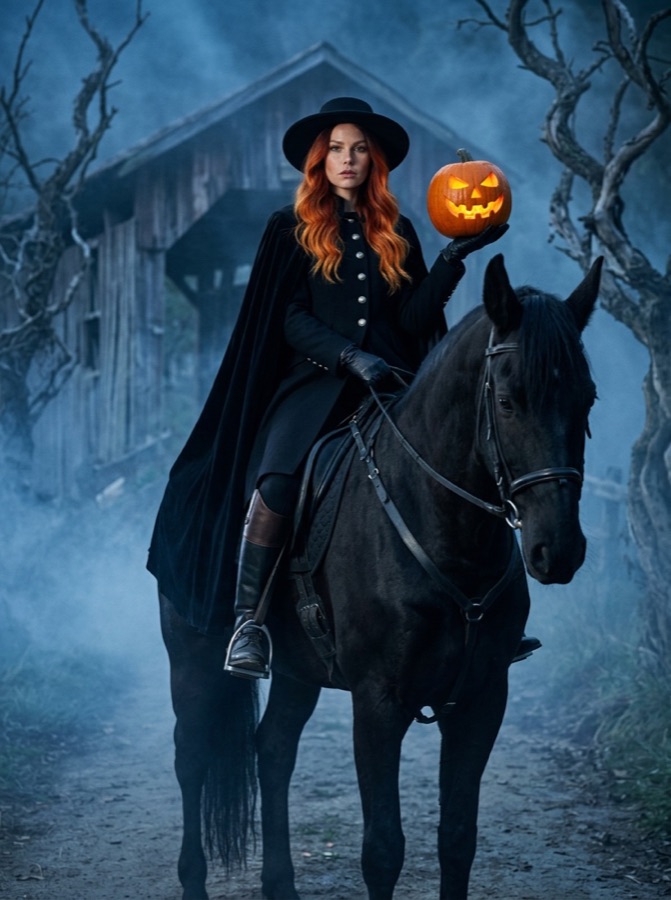 Example result: Headless horsewoman, Halloween costume made from one photo