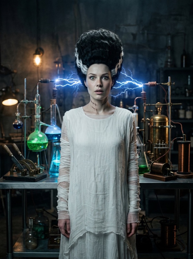 Example result: Monster's bride in the lab, Halloween costume made from one photo