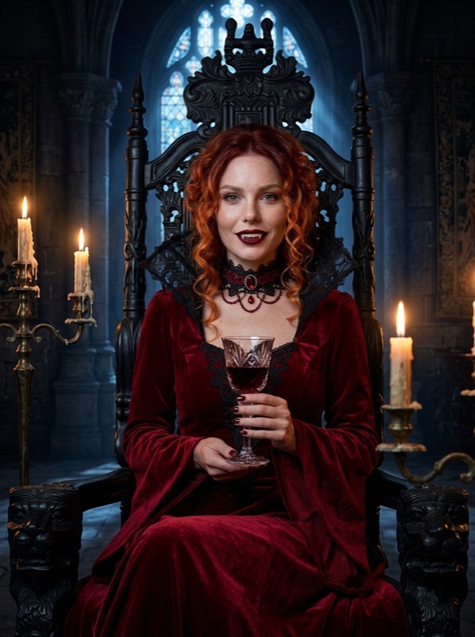 Example result: Vampire queen on a throne, Halloween costume made from one photo