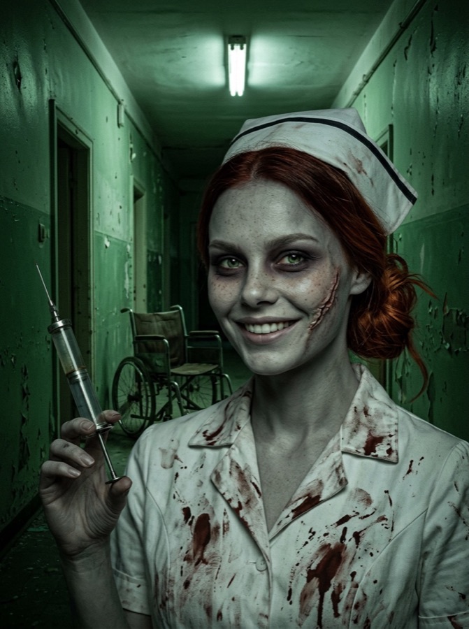 Example result: Zombie nurse, Halloween costume made from one photo
