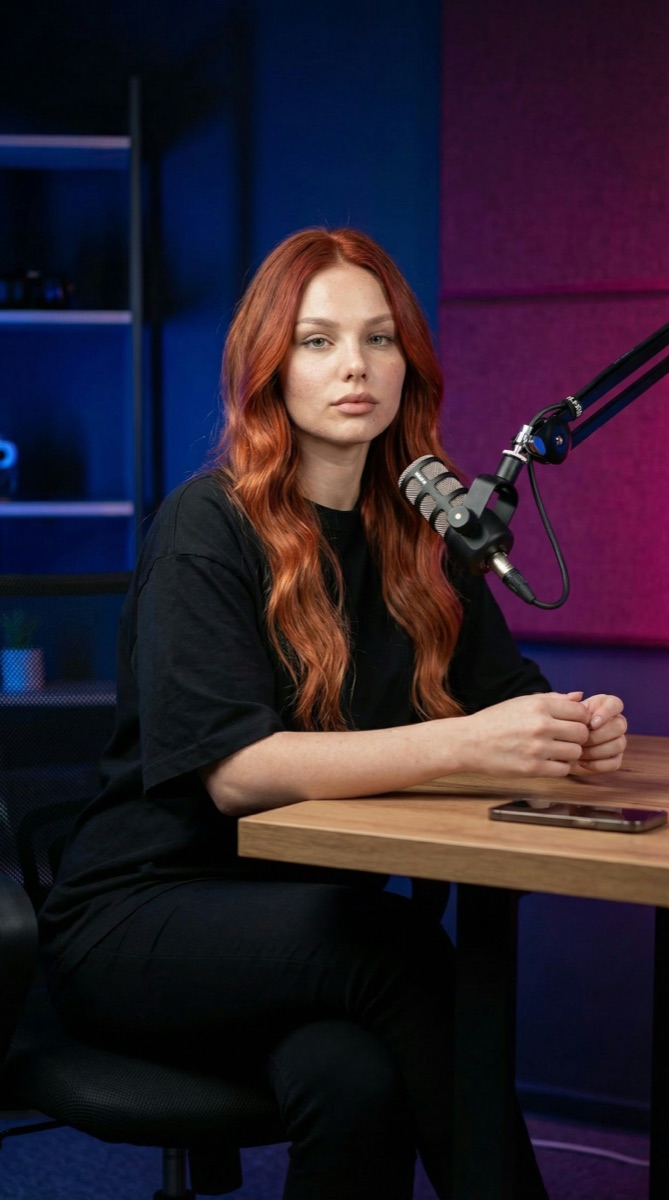 Example result: Full podcast studio at a table
